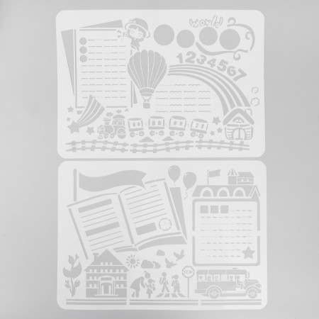 Stencil "Knowing the world" with lines set of 6 pcs 27x38.5 cm-2