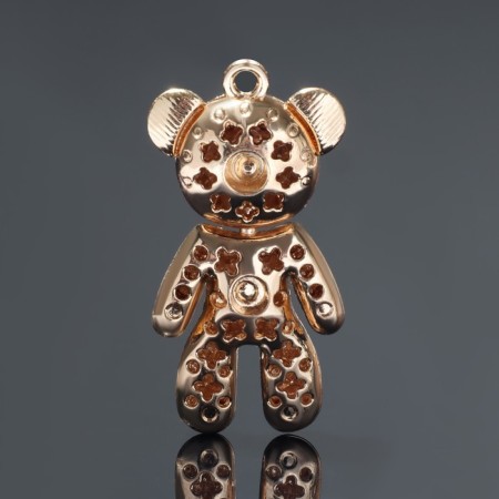 Suspension "Bear", white color in gold-1
