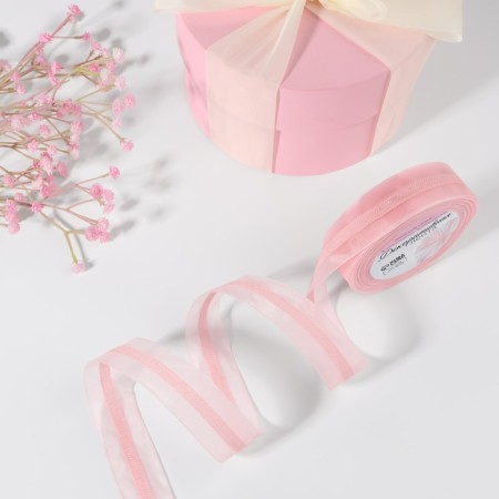 Decorative tape, nylon, 25 mm, 9 ± 0.5 m, pink color No. 041-1