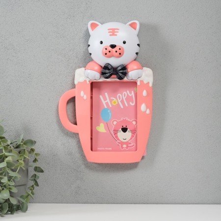Photo frame plastic 16x11 cm "Tigerok in the cup" pink 29.5x8x19.5 cm-1