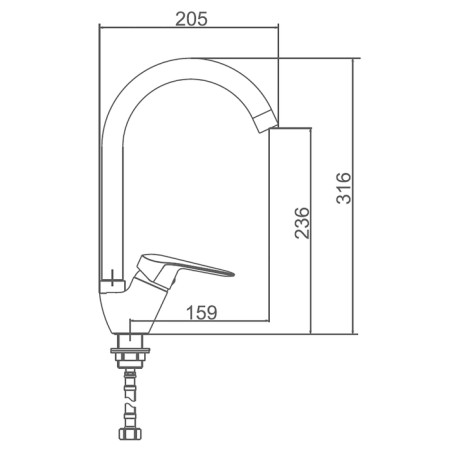 Accoona A4517 kitchen mixer, single -leaf, with nut, brass, chrome-1