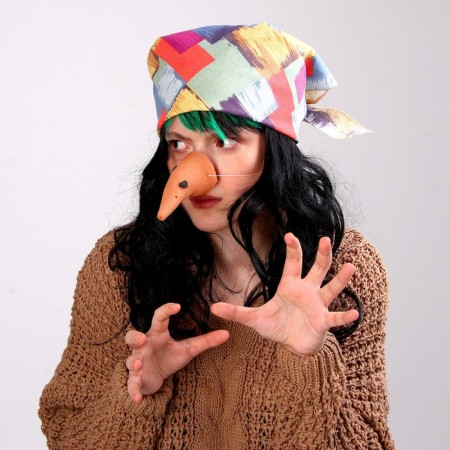 Carnival set "Baba Yaga", loking scarf, wig, nose-1