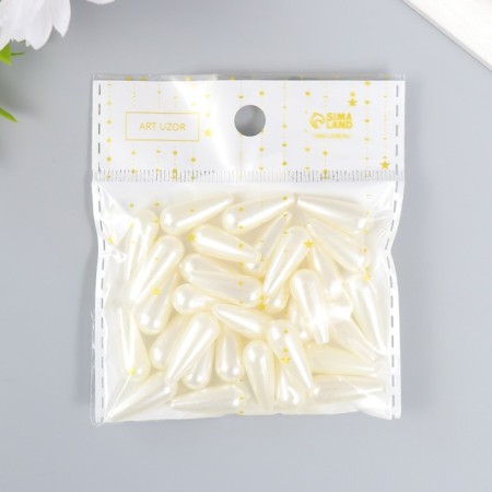 Beads for creativity plastic "elongated pearls" set of 20 g 1.8x0.9 cm-5