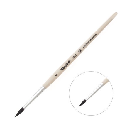 Synthetic brush, simulation of proteins, round, rubloff series 1f10 No. 4, a short handle is saturated with varnish, white clip