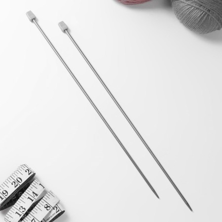 Knitting needles, straight lines, d = 4 mm, 35 cm, 2 pcs-1