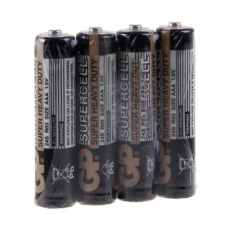 Salt battery GP Supercell Super Heavy Duty, AAA, R03-4S, 1.5V, Spike, 4 pcs.
