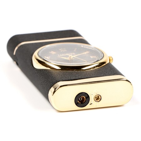 Gas lighter "style", piezo, with a clock, with backlight, black-3