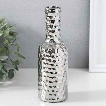 Ceramics candlestick per 1 candle "bottle" d = 1.5 cm silver 6x6x20 cm-1