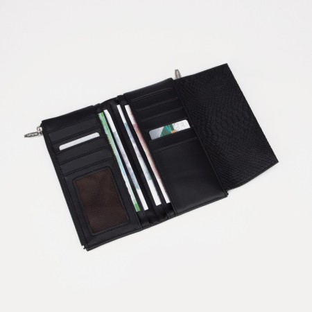 Women's wallet on magnets, black color-5