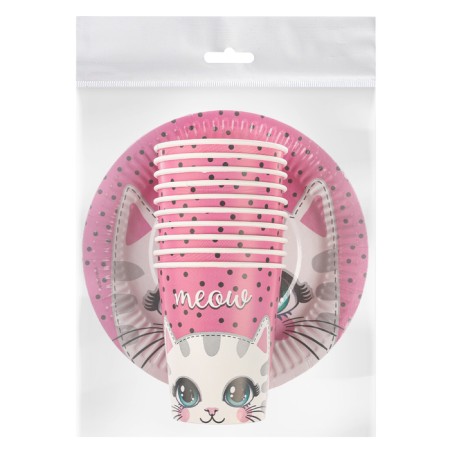 A set of paper dishes is a disposable cute cat ”, 10 glasses, 10 plates-6
