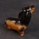 Porcelain figurine "Black Dachshund", 7 cm, author's painting