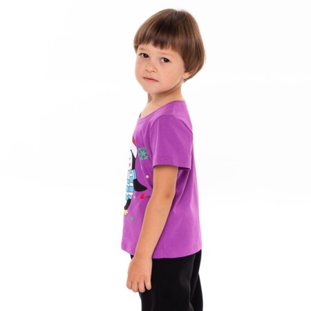 Children's T -shirt, purple color/penguin, height 134 cm-4