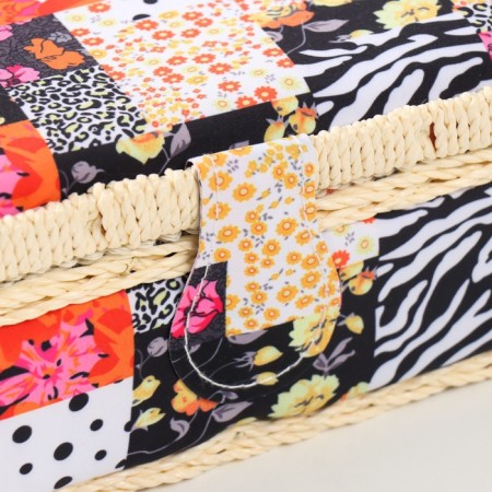 Casket for needlework "patchwork. Flowers, peas and zebra" 18x12x9.5 cm-1