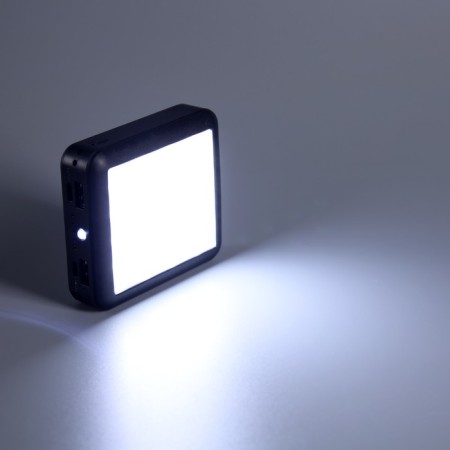 External battery 484, 10000 mAh, Type-C/Lightning/MicroUSB cables, lantern, black-10