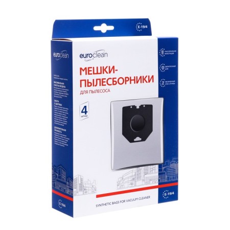 E-19/4 EuroClean bag synthetic for a vacuum cleaner, 4 pcs