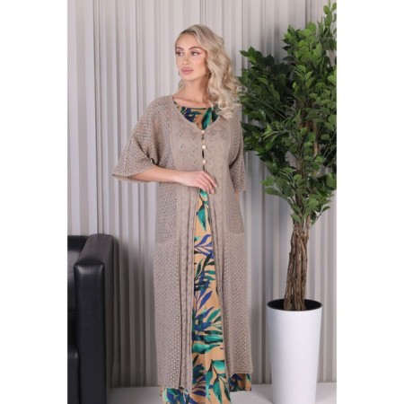 Cardigan female, size 48, beige color-7