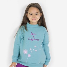 Sweatshirt for girls, height 104 cm, color is light-turquoise