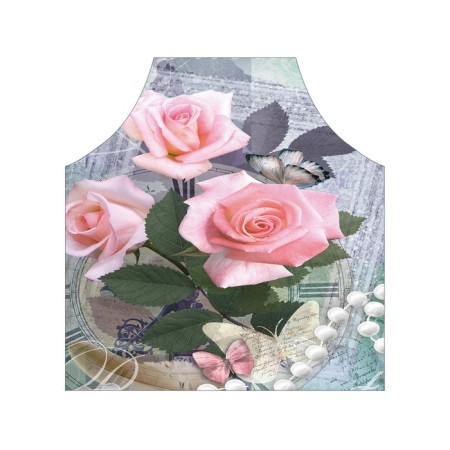 Apron kitchen with a photo print "Roses and beads", adjustable, size OS-2