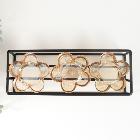 Summary metal, glass for 3 candles "Strategy" Black 6x22.8x8 cm-4