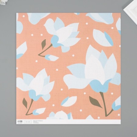 Scrapbooking paper "Pale blue flowers" density 180 grams set 5 pcs 30.5x32 cm-2