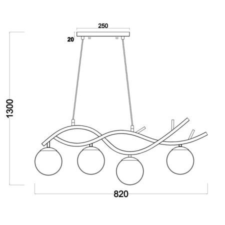 Suspended lamp Freya Fr8014PL-04BS Rosella, 820x130x1300 mm, E27, 4x60W, brass color-4