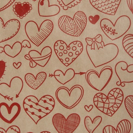 Paper packaging craft "Figure hearts", red, 40 g/m², 0.72 x 10 m-2