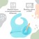 Set for feeding: bib, plate on a suction cup, spoon, crumb, I, blue