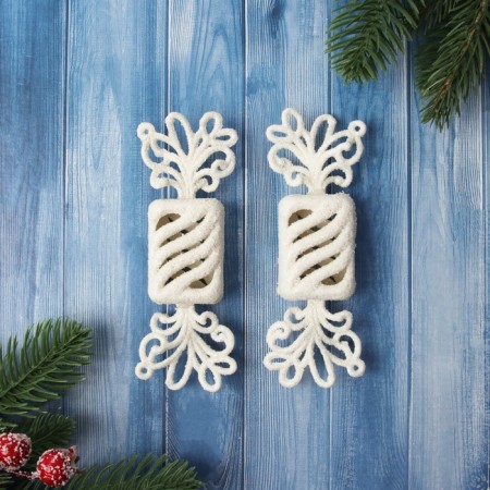 Jewelry decoration "Social shine" (set 2 pcs) 12.5x3.5 cm, white