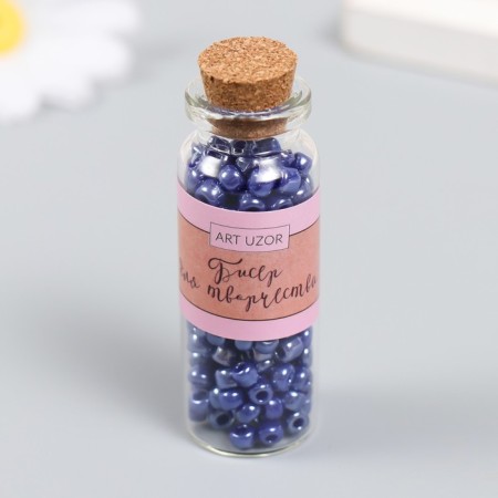 Bead 6/0 in the bottle "Dark blue" 20 g ceramic shine 6x2x2 cm