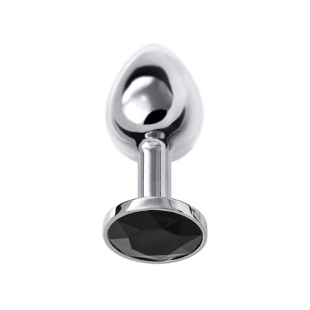 Anal plug Metal by Toyfa, silver, with a black crystal, 7.5 cm, d = 3 cm-1