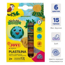 Plant -based plasticine, 6 colors, 90 g, jovi, forest palette, cardboard, euro suspension, for kids