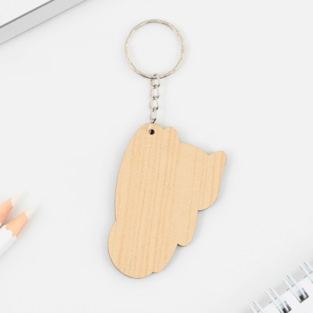 Key keychain wooden "cat" 5 x 6 cm-3