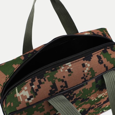 Cosmetic bag on a zipper, with a grid, khaki color/brown-2
