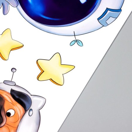 Sticker Plastic Interior color "Cosmonauts with a dog" 30x90 cm-2