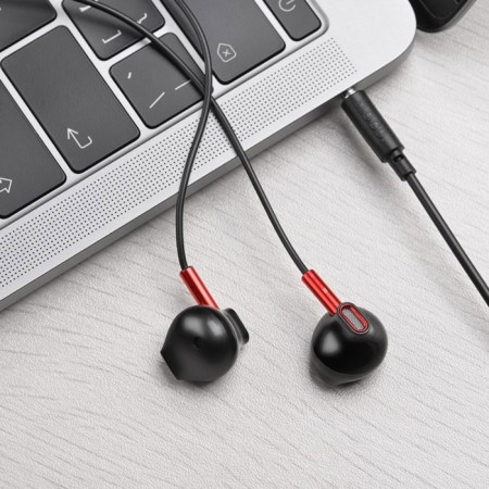 Hoco M57 headphones, wired, inserts, microphone, 1.2 m, black-4