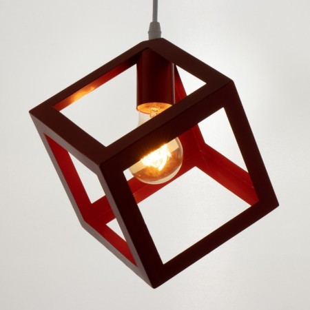 Bayerlux suspension lamp Bayerlux "Square" 1x40W E27 red 16x16x18-116 cm-2