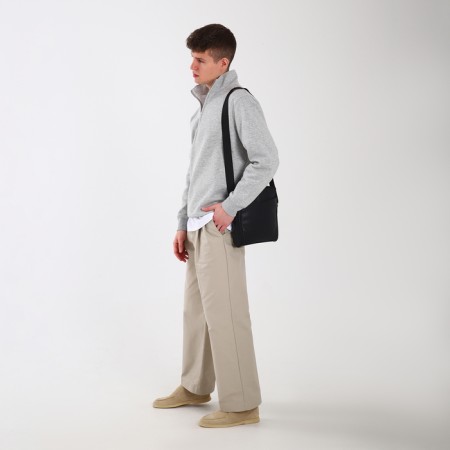 Male bag over the shoulder, Textura, artificial leather, black color-8