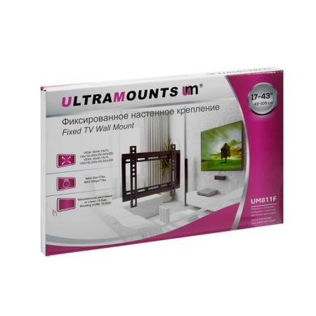 Ultramounts UM811F bracket, for TV, fixed, 17-43 ", 19.5 mm from the wall, black-6