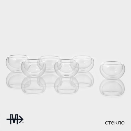 Set of glass ore with double walls Magistro "Sakura", 50 ml, 6 pcs-1