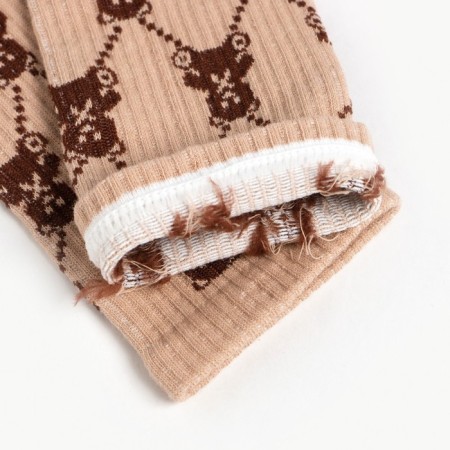 Women's socks, beige color/bears, size 23-25 ​​(37-40)-3