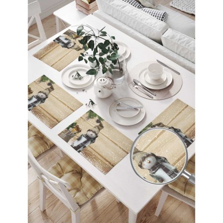 Set of napkins for setting the table "New Year's Domomovok", rectangular, size 32x46 cm, 4 pcs-1