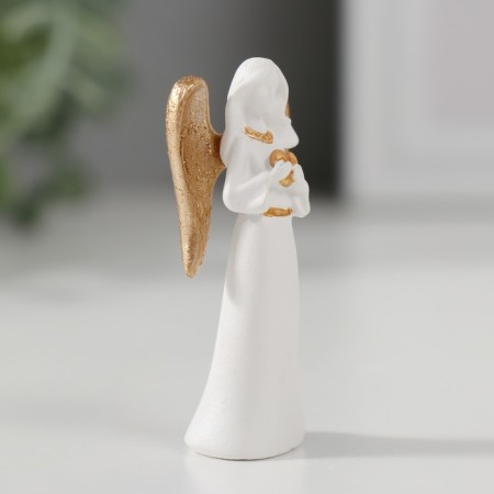Souvenir Polystone "Angel-Virgin with Heart/Star" White with gold mix 5x2.3x1.3 cm-2