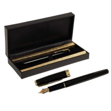 Gift feathers Calligrata, in the leatherette case PB S, black body with gold