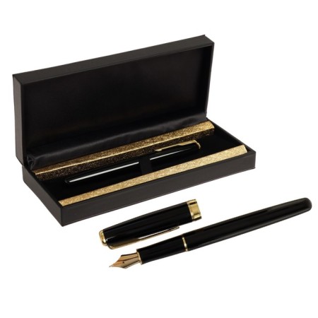 Gift feathers Calligrata, in the leatherette case PB S, black body with gold