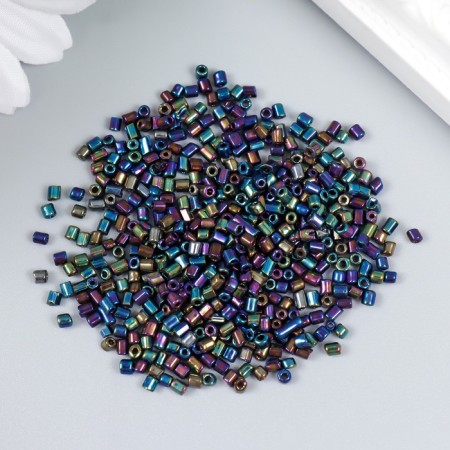 Glass beads 12/0 "cylinder. Blue melange. Metallic" 10 g