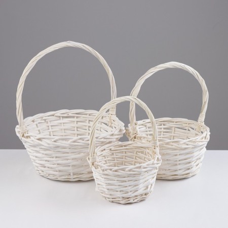 A set of baskets, 3 pcs, 24 × 12 × 12/29 cm, 19 × 10 × 10/25 cm, 15 × 9 × 9/20 cm, willow