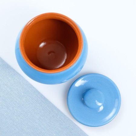 A hot pot with a Vyatka lid 0.6l, blue-2