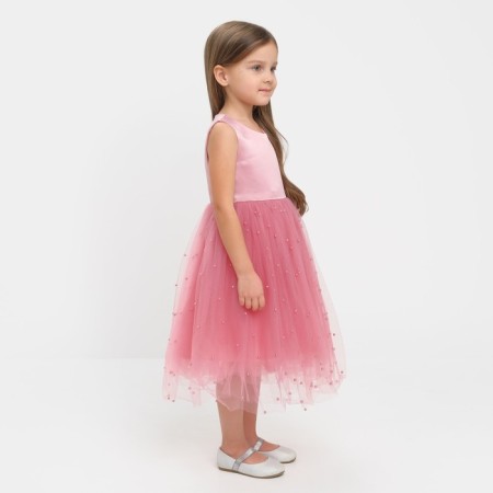 Children's dress with beads kaftan p. 36 (134-140 cm), pink-1