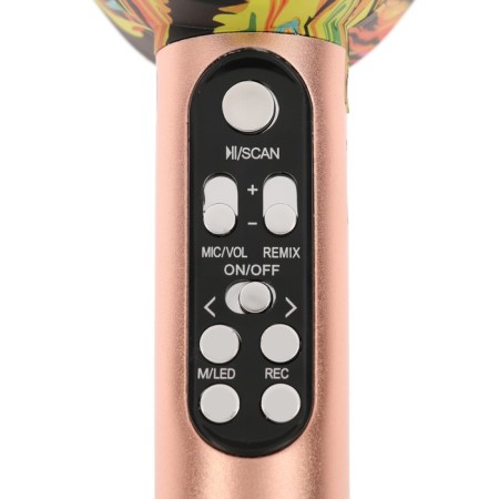 Microphone for karaoke Q5, 3 W, 1800 mAh, Bluetooth, FM, Microsd, Pink-2