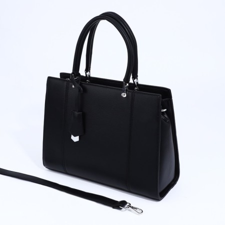 Lightning tout bag, external pocket, long belt, black color-5